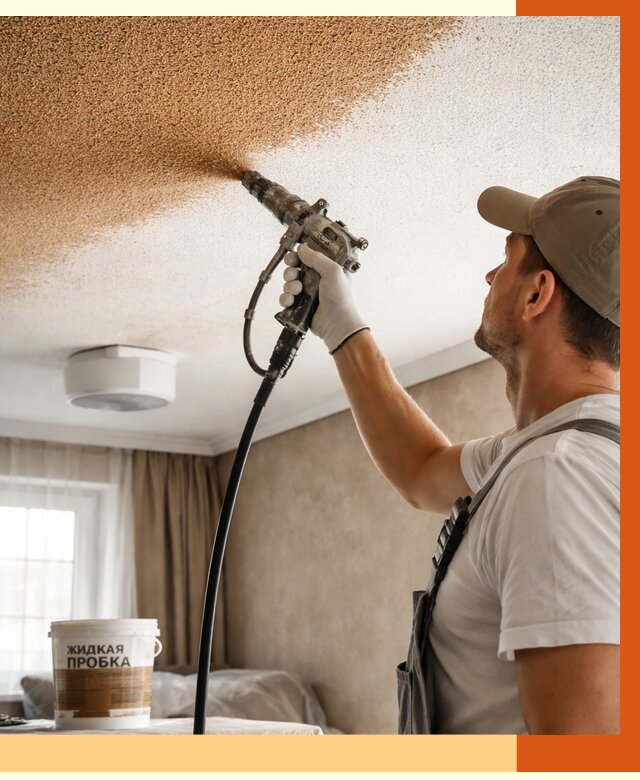 Утепление потолка жидкой пробкой в Новосибирске от 3558 руб. | ТепломастерНвс